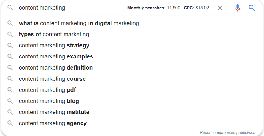 Google Search on Content Marketing